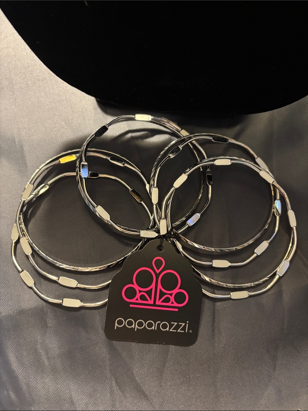 Paparazzi Silver Textured Stackable 9 Bangle Bracelet Set